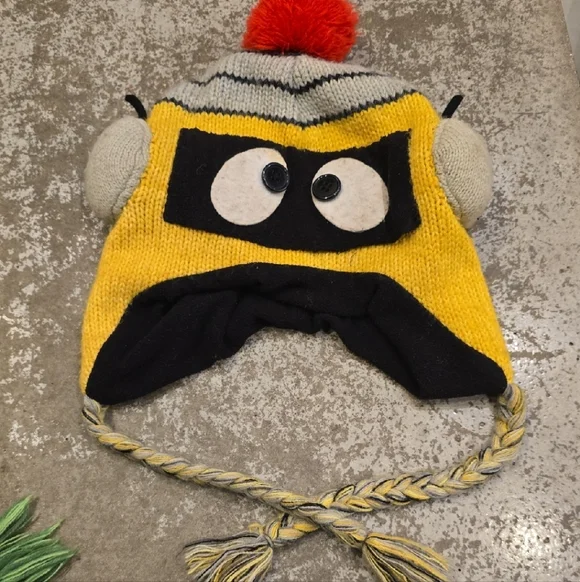 Kids Yellow and Black Character Knit Hat - Picture 4 of 4